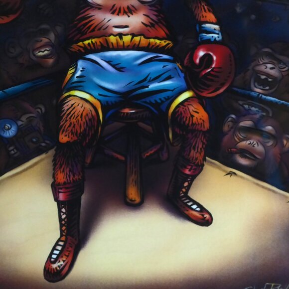 NEW 17 x 14 RAGING MONKEY” BOXING APE FRAMED ARTWORK PRINT CHET PHILLIPS SIGNED - Picture 6 of 13